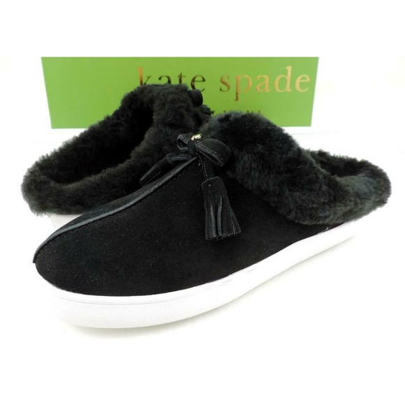 Women's Kate Spade New York Limon Slip On Mule Sneakers Black Shearling Size 7 - Picture 6 of 10